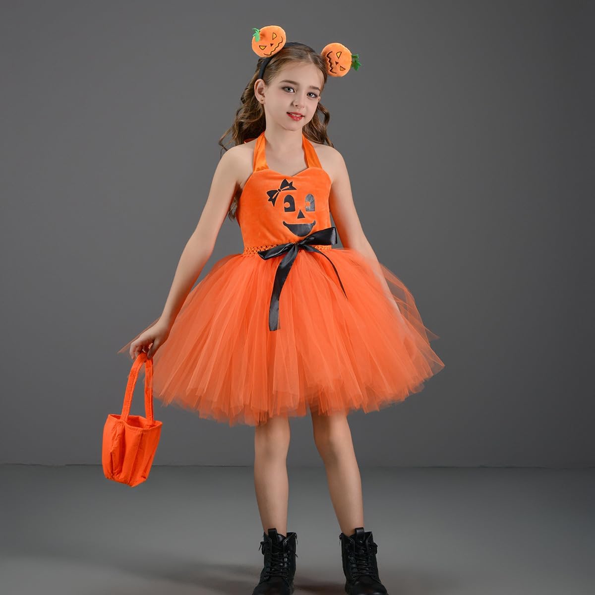 FYMNSI Kids Pumpkin Tutu Dress 3PCS Halloween Costume