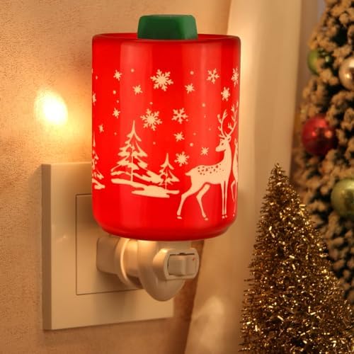 STAR MOON 2 in 1 Fragrance Wax Melter Night Light with Red Reindeer