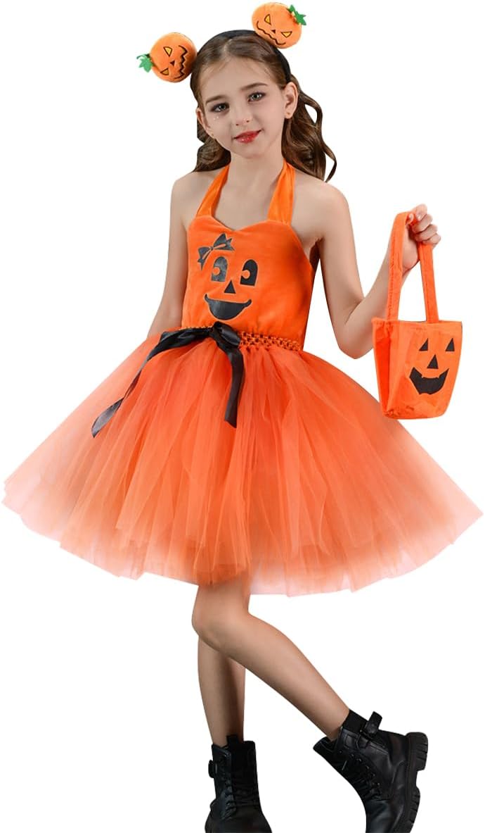 FYMNSI Kids Pumpkin Tutu Dress 3PCS Halloween Costume