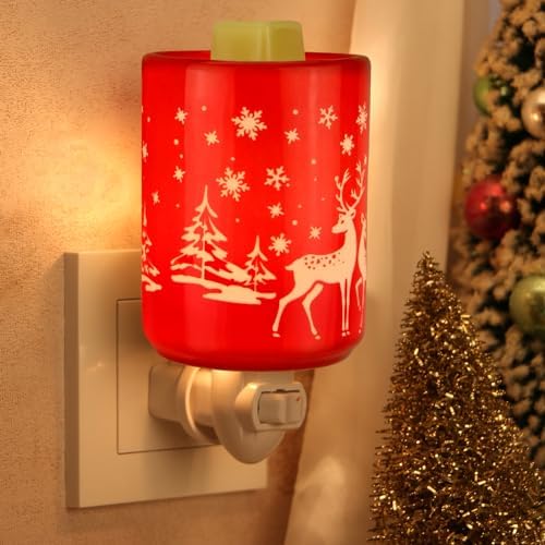 STAR MOON 2 in 1 Fragrance Wax Melter Night Light with Red Reindeer