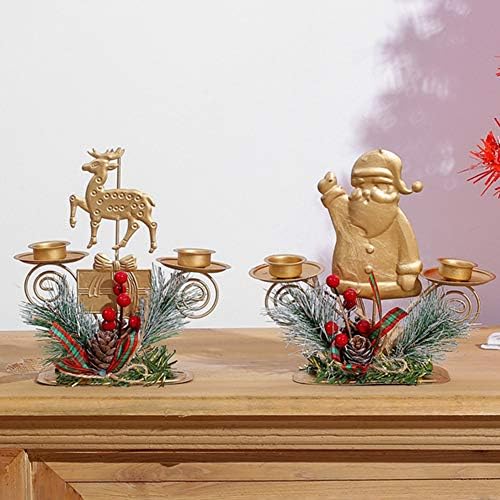 Klun Christmas Candle Holder with Santa and Elk Decor