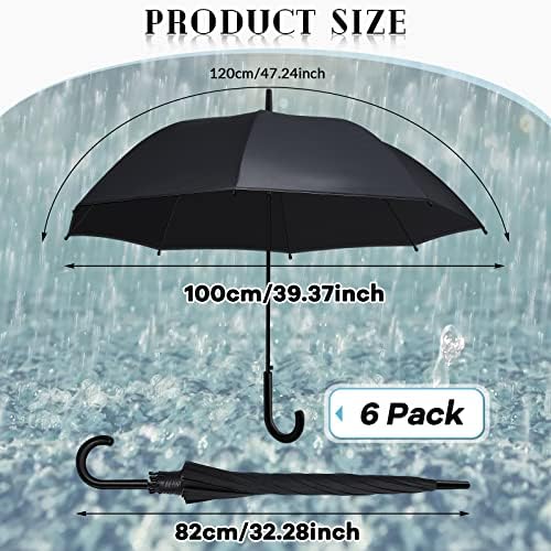 Fabbay 6 Pcs Wedding Style Stick Umbrellas with J Hook Handle