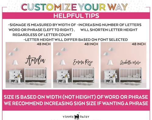 Yippee Daisy Custom Baby Name Sign - Modern Font