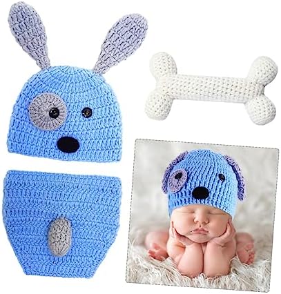 PACKOVE Infant Knitted Costume Set for Newborn and Puppy Modeling 1