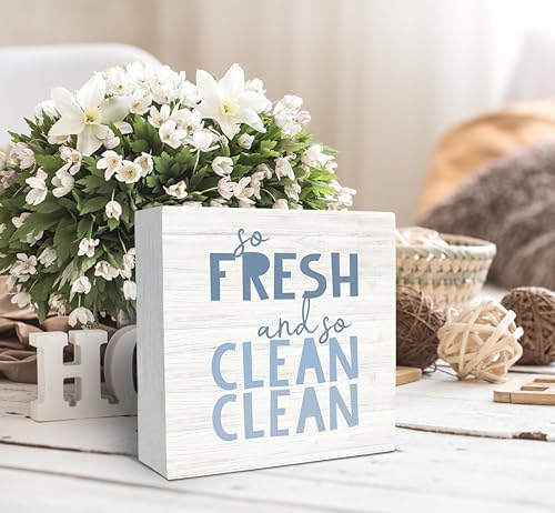 SRADMO Funny Bathroom Wooden Block Sign