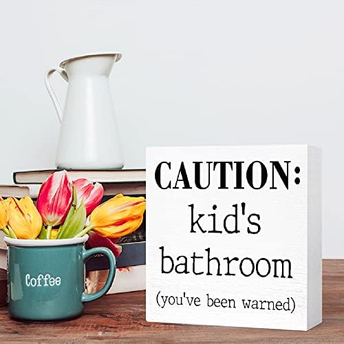 Funny Kids Bathroom Wood Block Sign 5x5x11 1