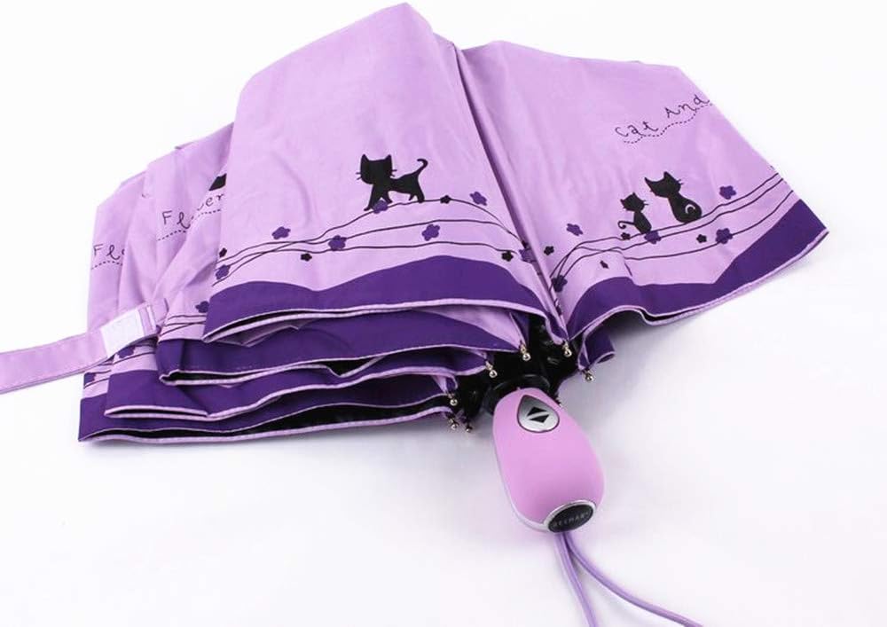 Umbresen Windproof Folding Cat Umbrella Auto Open Close Rain Sun Protection