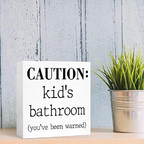 Funny Kids Bathroom Wood Block Sign 5x5x11 1