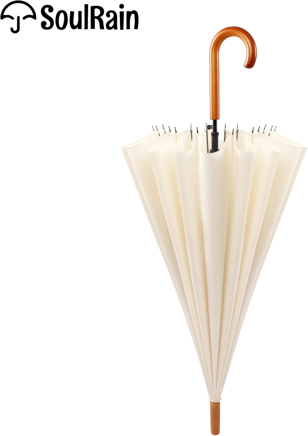SoulRain 48 Auto Open Stick Umbrella with Classic Wood Handle