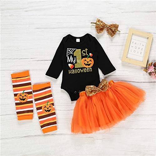 Baby Girls Halloween Costume Set with Romper Tutu Skirt Leg Warmers and Headband