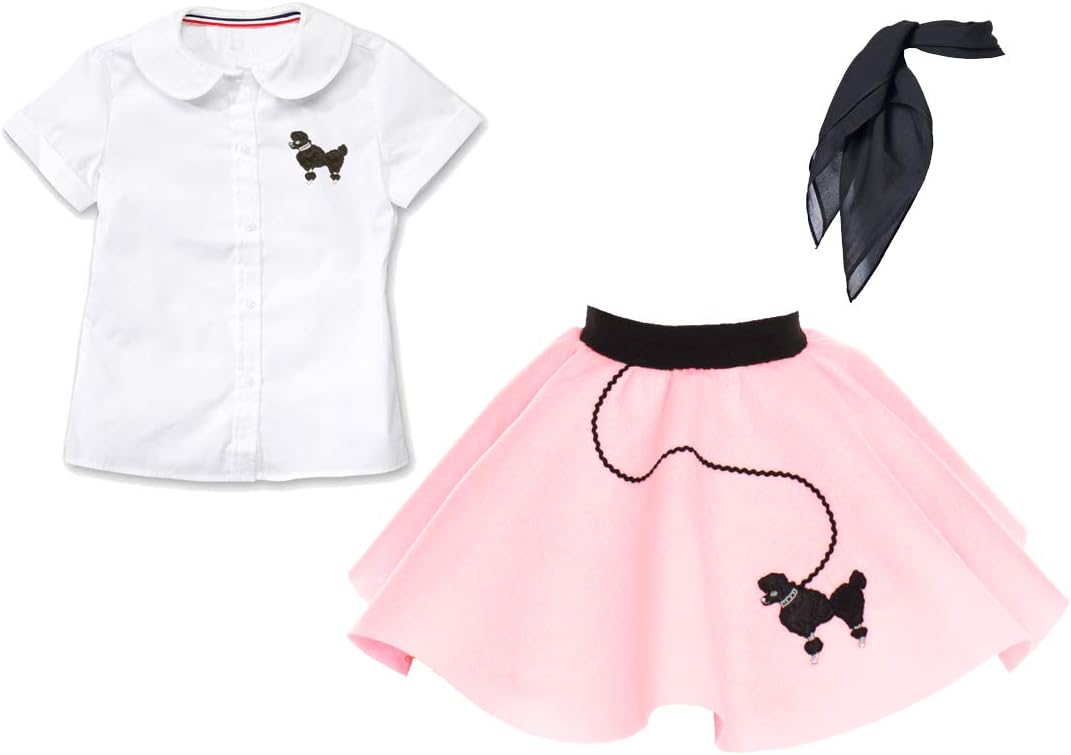 1950s Toddler Poodle Skirt 3-Piece Costume Set