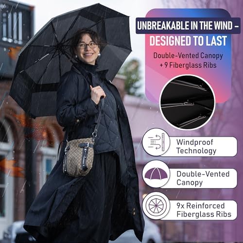 VOYTAG Travel Umbrella - Windproof Compact Automatic