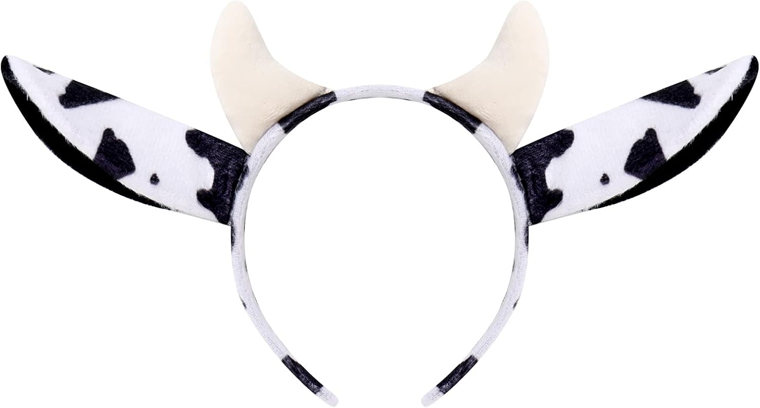 Girls Cow Cosplay Tutu Dress Set with Ears Headband Tail - 7-8 Years