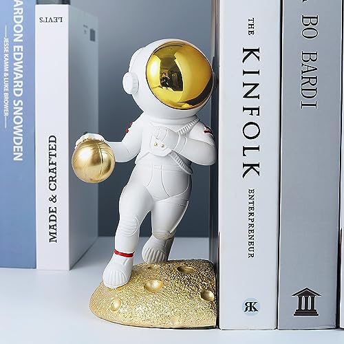 UREYMX Astronaut Bookends Gold Heavy Duty