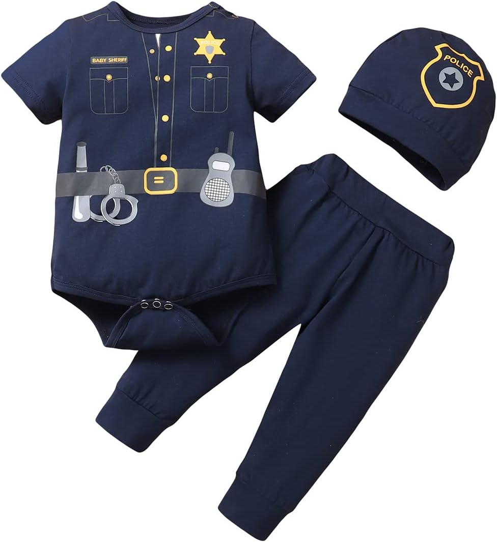 Baby Boy Police Costume Outfit with Hat