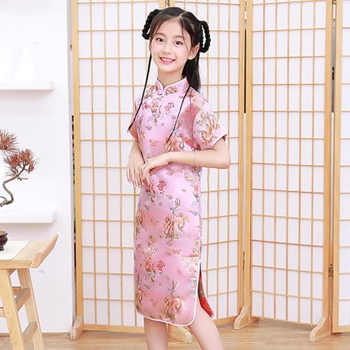 Girls Dragon Pattern Qipao Dress Birthday Party Wedding