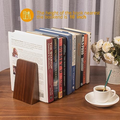 DRELIFAM Black Walnut Book Ends Heavy Duty