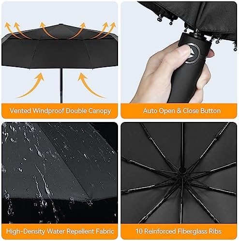 TECKNET Windproof Folding Umbrella with Double Canopy