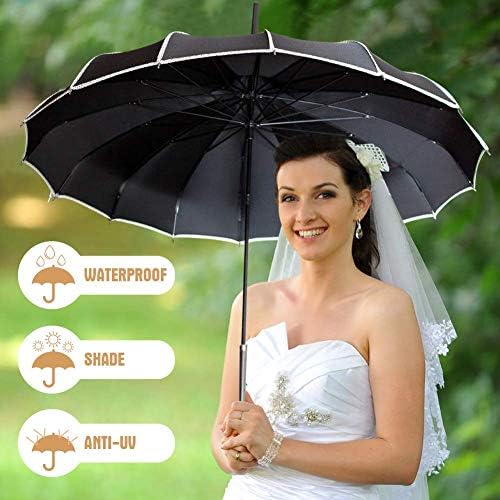 VIVI SKY Classic Peaked Stick Umbrella Black