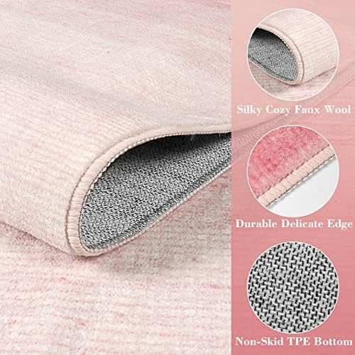 Wonnitar Washable 3x5 Area Rug Pink