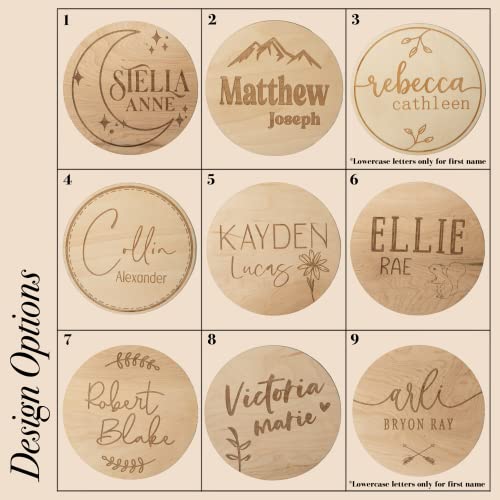 Laser Engraved Baby Announcement Sign with 9 Design Options