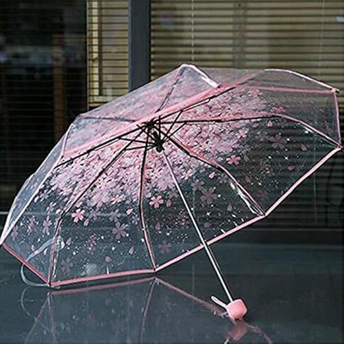 JOBEDE Three Fold Transparent Sakura Umbrella