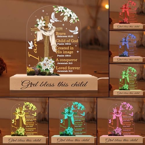 Godchild 3D Illusion Acrylic Lamp - Baptism Gift for Baby Boy Girl