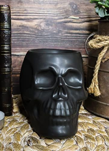 Ebros Gift Matte Black Skull Candle Warmer