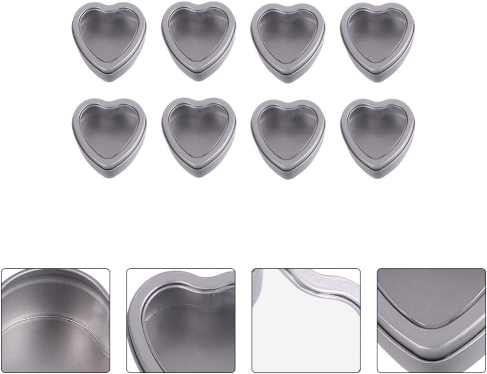 8 Pack Heart Shaped Metal Tins Box With Lids