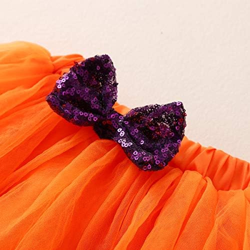 Baby Girl Halloween Pumpkin Romper with Tutu Skirt and Leg Warmers 1