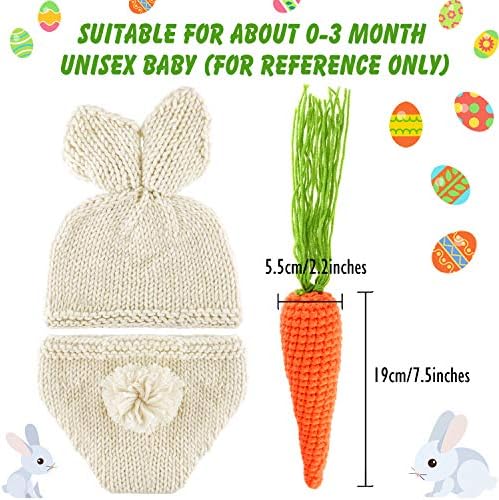 FEPITO Baby Bunny Costume Crochet Knit Newborn Photography Prop