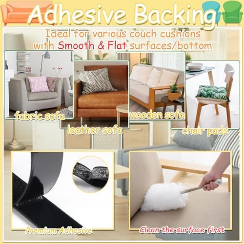 TEUVO 6 Wide Non-Slip Couch Cushion Pads