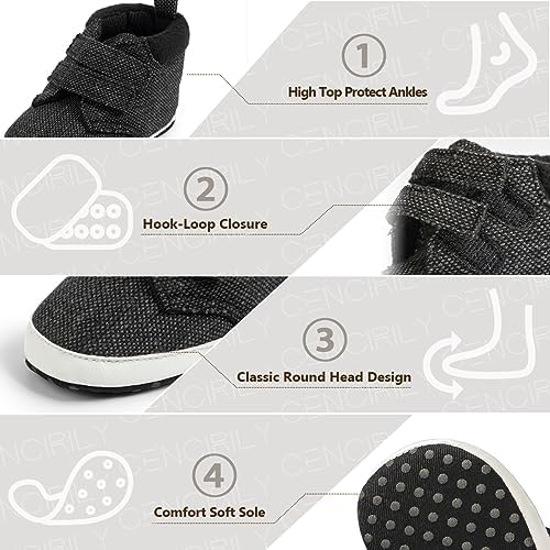 CENCIRILY Soft Soles High Top Sneakers for Baby Boys Girls