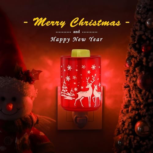 STAR MOON 2 in 1 Fragrance Wax Melter Night Light with Red Reindeer