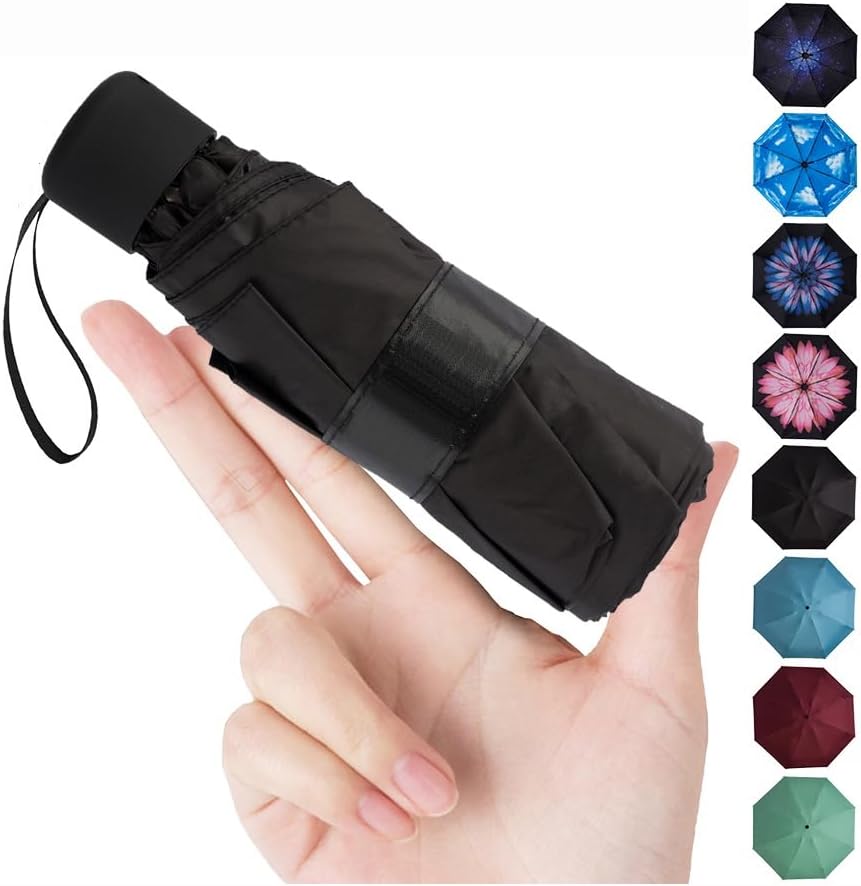 Goothdurs Mini Travel Windproof Umbrella - Compact Lightweight Sun Rain Protection