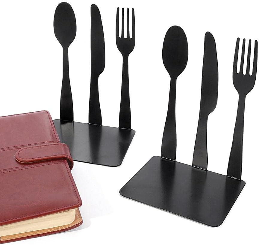 Pissente Cookbook Bookends 2 pcs Metal Book Stoppers