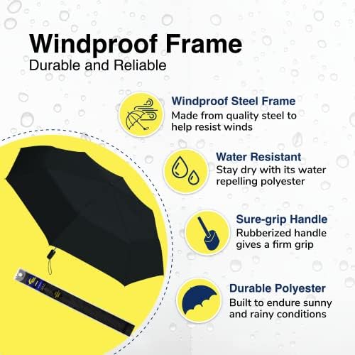 The Weather Station Automatic Rain Umbrella Windproof Lightweight Packable Black 1