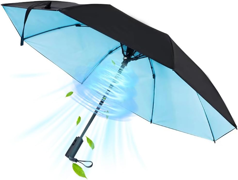 WOOLALA UV Sun Umbrella with Fan - UPF 50 Portable Cooling