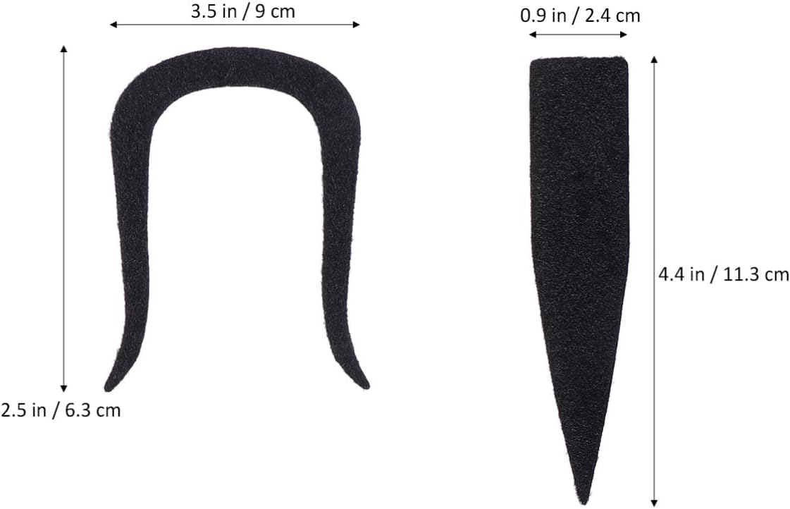 Healvian 2Pcs Black Fake Mustache and Beard for Halloween Costume