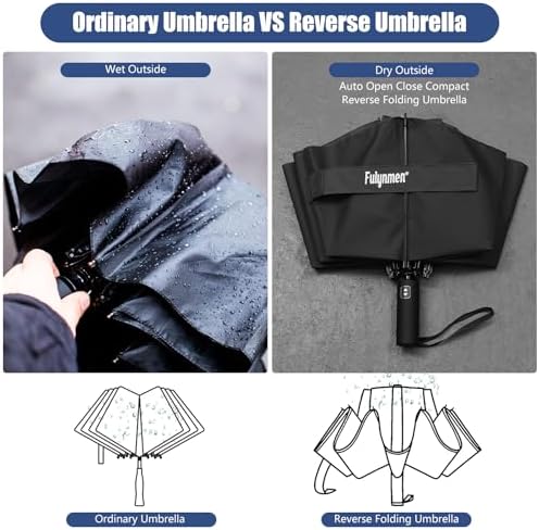 Fulynmen 62 Inch Windproof Travel Umbrella with Auto Open Close