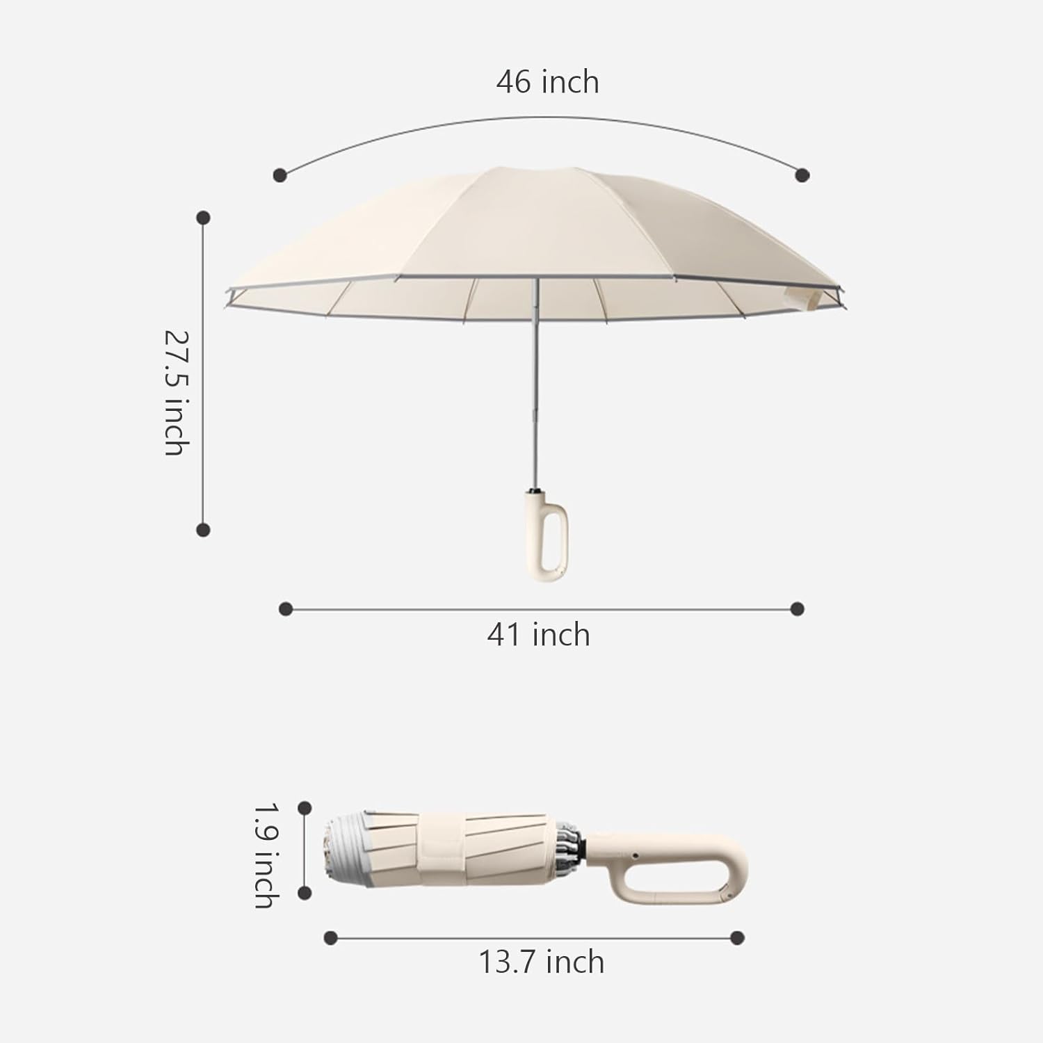 SSFUN Ring Buckle Fully Automatic Umbrella - Windproof and Reflective Safety Black
