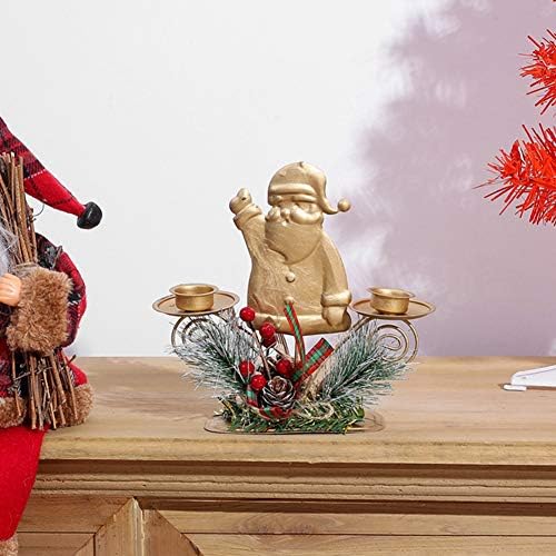Klun Christmas Candle Holder with Santa and Elk Decor