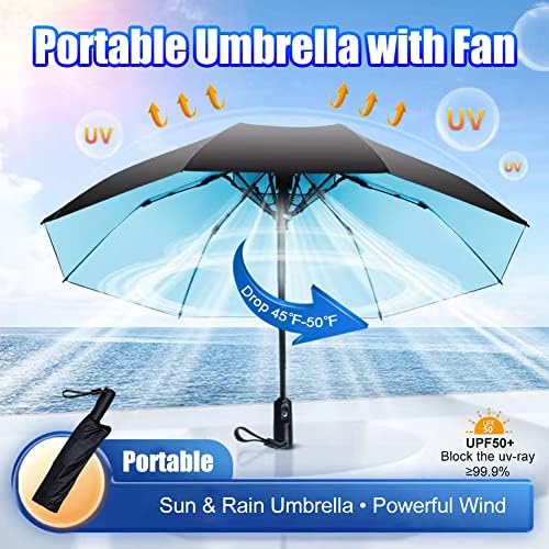 WOOLALA UV Sun Umbrella with Fan - UPF 50 Portable Cooling