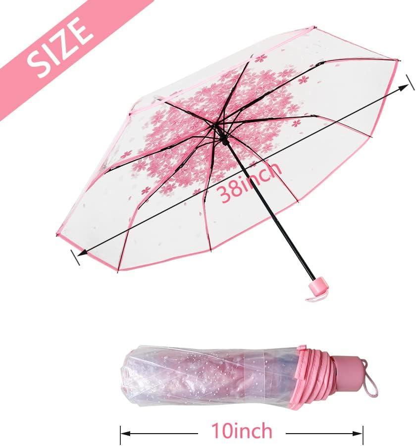JOBEDE Three Fold Transparent Sakura Umbrella