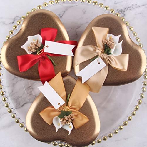 12Pcs Heart Shaped Gold Candy Tins with Lid