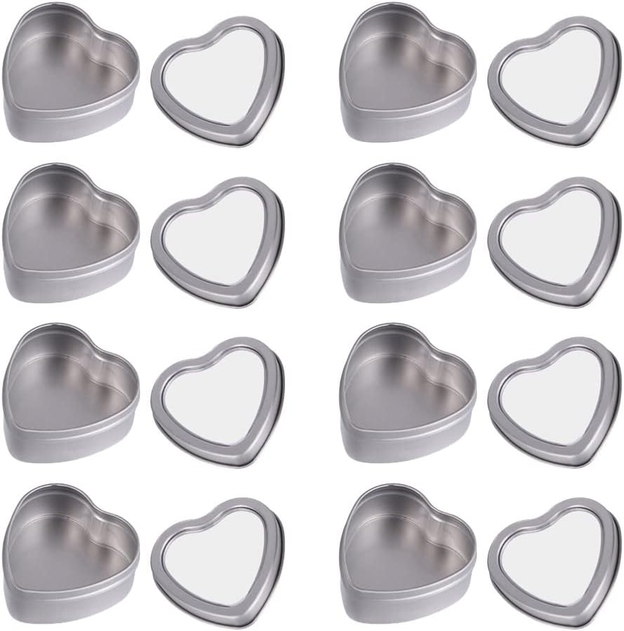 8 Pack Heart Shaped Metal Tins Box With Lids