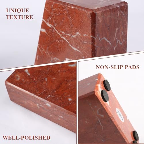 Koville Red Marble Bookends for Heavy Books