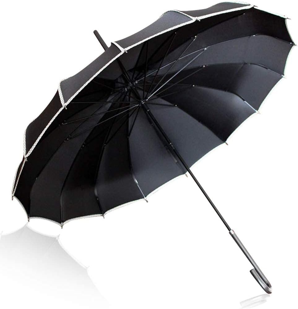 VIVI SKY Classic Peaked Stick Umbrella Black