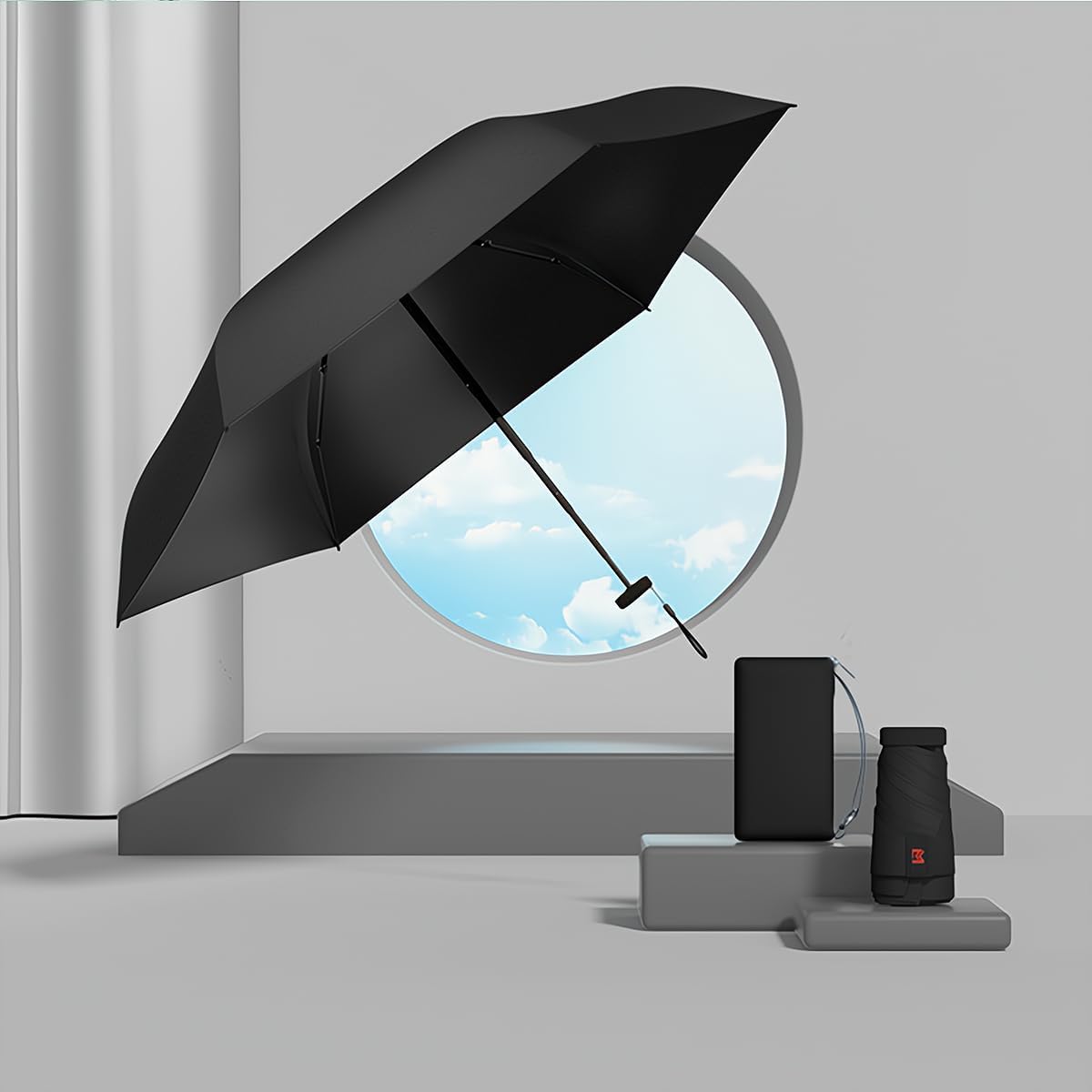 Moorrlii Mini Travel Folding Umbrella - UPF 50 Sun Rain Protection