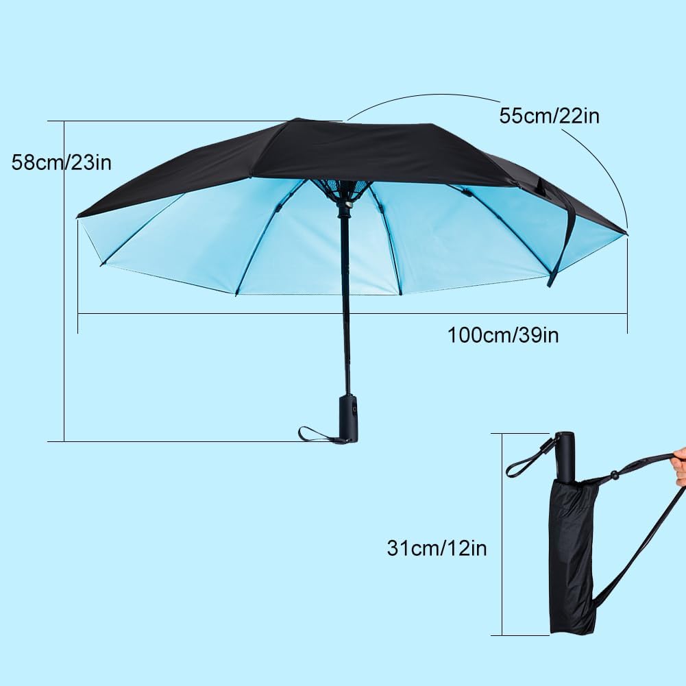 WOOLALA UV Sun Umbrella with Fan - UPF 50 Portable Cooling